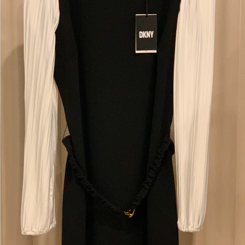 DKNY Black Sheath Dress with Bishop Sleeves for Cocktail Size 8